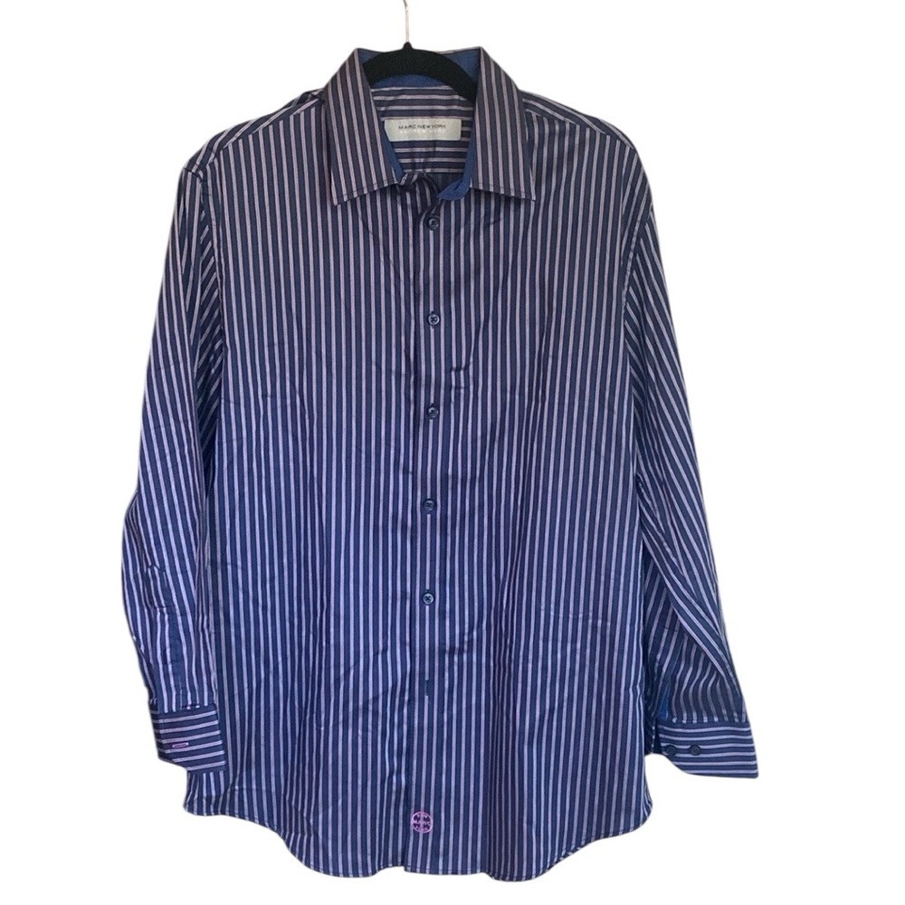 Men’s Marc New York Navy Striped Shirt